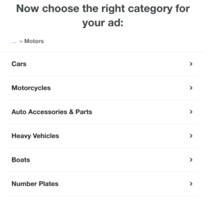 Motor's category list