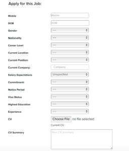 Job application form